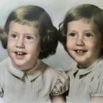 The author and her twin sister when they were children